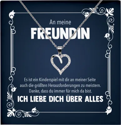 Produktbild von 22Feels Echt Silber Halskette - Freundin Geschenk Frauen Schmuck Set Jahrestag Valentinstag  Geburtstag Weihnachten - Herz Anhänger, Karte