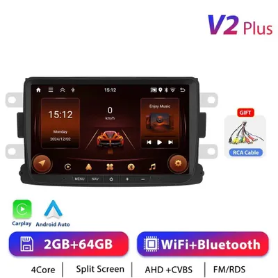 Immagine prodotto di Renault Duster - Autoradio Android 13 2-DIN - Touchscreen da 17,8 cm - CarPlay - 2 GB + 64 GB - Navigazione GPS - 1024×600 - RDS