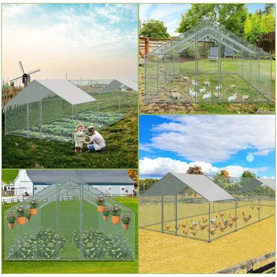 Immagine prodotto di Gabbia per polli - Alloggio per animali - Gabbia per conigli - Pollaio - Recinto esterno - Struttura in metallo zincato