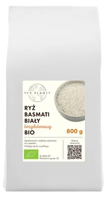 RYŻ BASMATI BIAŁY BEZGLUTENOWY BIO 800 g - THE PLANET