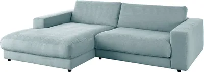 Produktbild von KAWOLA Sofa MADELINE Ecksofa Cord hellblau Longchair links