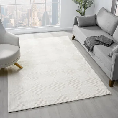 Produktbild von Teppich Wohnzimmer Schlafzimmer Kurzflor Baklava Design Hoch-Tief-Effekt Modern 3D