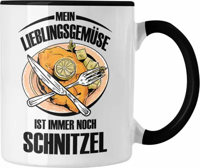 Produktbild von Trendation - Schnitzel-Tasse Geschenk für Schnitzel-Liebhaber Mein Lieblingsgemüse Ist Immer Noch Schnitzel (Schwarz)