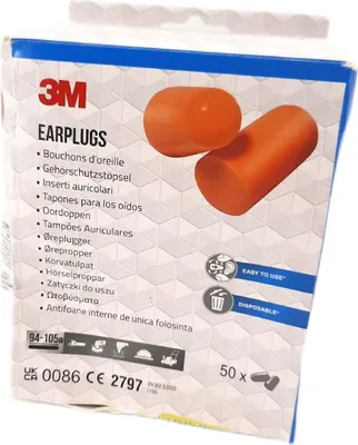 Produktbild von 3M Gehörschutzstöpsel 1100, Ohrstöpsel aus Schaumstoff, 50 Paar, Weicher und hypoallergener Schaum, Ohrenstöpsel hygienisch paarweise verpackt, (94...