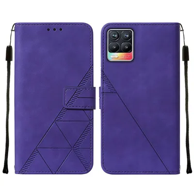 Produktbild von OPPO Realme 8 Hülle, Schlank Prägung Flip Leder Kartenfächer Schutzhülle mit Ständer für OPPO Realme 8 / Realme 8 Pro Lila