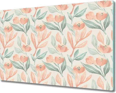Produktbild von Glas Schneidebrett Herdabdeckplatten Schneideplatten - 80x52 cm - Pfirsich Blumen