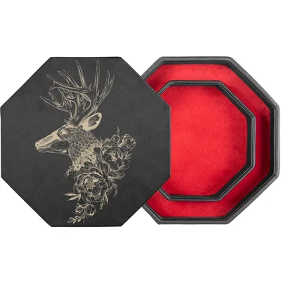 Produktbild von shibby  Würfelbrett mit Würfel-Ablage und Deckel für alle Tabletop Spiele - 23,5cm floral M7-1 (rot)