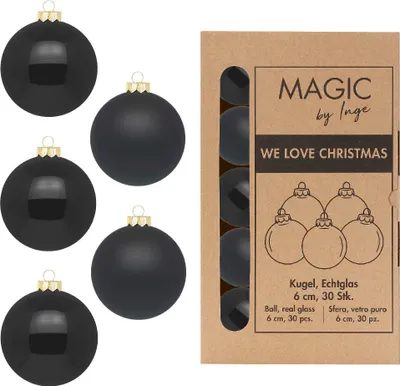 Produktbild von Weihnachtskugeln Glas 6cm 30 Stück - Ebony Black