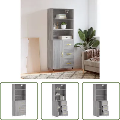 Produktbild von The Living Store Highboard Grau Sonoma 69,5x34x180 cm Holzwerkstoff