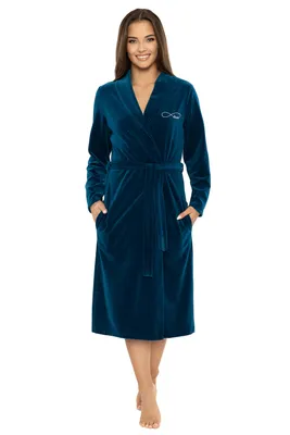 Produktbild von Vivisence dame morgenmantel nachtwäsche klassisch bequem taschen 5022, dunkeltürkis, l