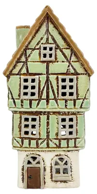 Immagine prodotto di Candeliere per tealight, modello "Haus", colore verde, in Vetroceramica, marca Clayre & Eef