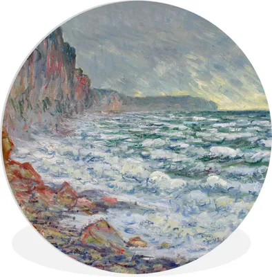 Produktbild von MuchoWow® Rundes Wandbild - Runde Bilder Fecamp am Meer - Claude Monet Ø 30 cm Kreis Wanddekoration Kunststoff - Wandkreis - Wandschmuck - Schlafzimmer - Bilder - Der Kreis - Kunst für die Wohnung - Plastik - Kunstdruck - Wandbild