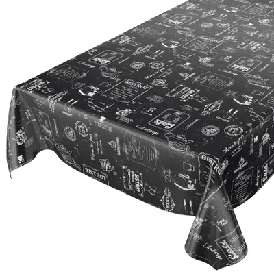 Tischdecke Wachstuch Essen Schwarz Robust Wasserabweisend Breite 140 cm Länge 100 cm, Hauptbild