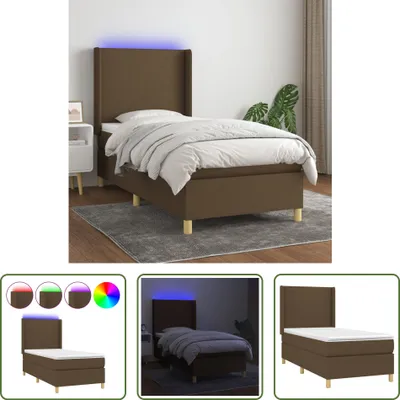 Produktbild von The Living Store Boxspringbett mit Matratze & LED Dunkelbraun 90x200 cm Stoff