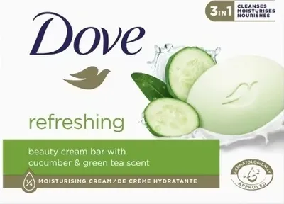 Zdjęcie produktu dla Dove Odwieajca kostka myda o zapachu ogrka i zielonej herbaty, 90 g