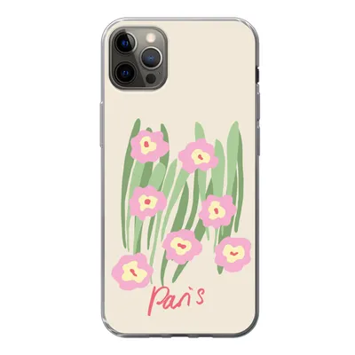 Produktbild von MuchoWow® Handyhülle Schutzhülle Hülle für iPhone 12 Pro Max Blume - Rosa - Gras Silikon Softcase Handy Hülle - Hartschale