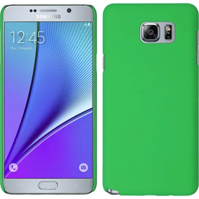 Produktbild von PhoneNatic Case kompatibel mit Samsung Galaxy Note 5 - Hülle grün gummiert Hard-case + 2 Schutzfolien