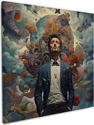 Produktbild von Wallario Premium Leinwandbild Gedankenuniversum in Größe 50 x 50 cm