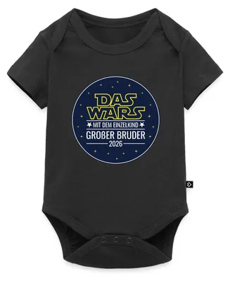 Produktbild von Spreadshirt Das wars mit dem Einzelkind Grosser Bruder 2026 Kurzarm Tages Baby Body, 62 (2-3 M.), Schwarz