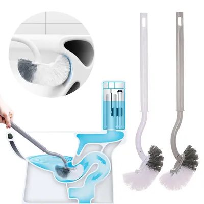 Produktbild von WC-Bürste, Reinigungsbürste, Badezimmer-WC-Bürste, langer Griff, gründliche Reinigung, 2 Stück