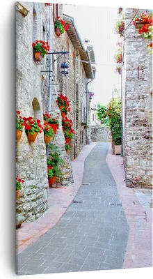 Produktbild von Bild auf Leinwand - Leinwandbild - Italien Straße Blumen Geschichte - 45x80cm - Wand Bild - Wanddeko - Leinwanddruck - Bilder - Kunstdruck - Wanddekoration - Leinwand bilder - Wandkunst - PA45x80-2817