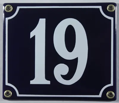 Produktbild von Hausnummernschild Emaille 19 blau - weiß 12x14 cm Schild Emaile Hausnummer Haus Num