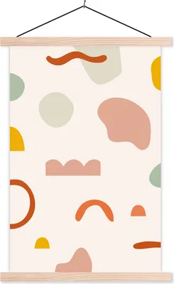 Produktbild von MuchoWow® Textilposter Sommer - Muster - Farben 120x180 cm mit holzfarbenen Rahmen - Textil-Plakat