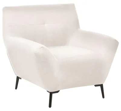 Produktbild von BELIANI Sessel Cremeweiß Stoff mit Armlehnen Gepolstert Schwarze Metallbeine Modernes Design Wohnzimmer Leseeecke Polstersessel