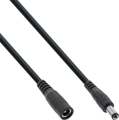 Produktbild von InLine DC Verlängerungskabel, DC Stecker/Buchse 5,5x2,1mm, AWG 18, schwarz 0,5m, 0,5 m, 5.5 x 2.1 mm, 5.5 x 2.1 mm, 12 V, 11.6 A