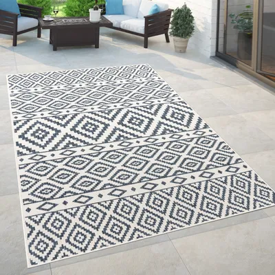 Image de Tapis d'intérieur et d'extérieur Balcon Terrasse Motifs orientaux et scandinaves Motifs circulaires Dimensions 160 x 220 cm