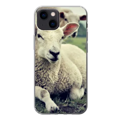 Produktbild von MuchoWow® Handyhülle Schutzhülle Hülle für iPhone 13 mini Schaf - Lamm - Gras Silikon Softcase Handy Hülle - Softcase