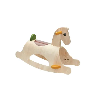 Produktbild von PlanToys Schaukelpferd Palomino - Modern Rustikal aus robustem Gummibaumholz