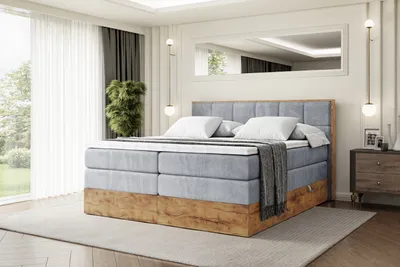 Produktbild von ALTDECOR Boxspringbett mit Matratze und Lattenrost, Topper, Polsterbett mit Bettkasten, Bett mit Stauraum H3- und H4- Matratze, Doppelbett, Springboxbett -LOLLI7 KING-140x200 - Grau Casablanca