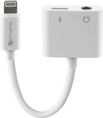 Immagine prodotto di 4Smarts Adattatore splitter da Lightning a Lightning + Aux da 3,5 m Bianco/Bianco 468673