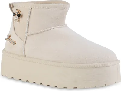Produktbild von VAN HILL Damen Warm Gefütterte Winter Boots Stiefeletten Bequeme Schuhe 841462, Farbe: Beige, Größe: 40