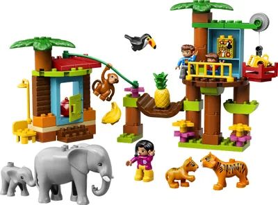 Produktbild von LEGO 10906 DUPLO Town Baumhaus im Dschungel Bauset, Lernspielzeug für Kleinkinder im Alter von 2 - 5 Jahren, mit 6 DUPLO-Tierfiguren