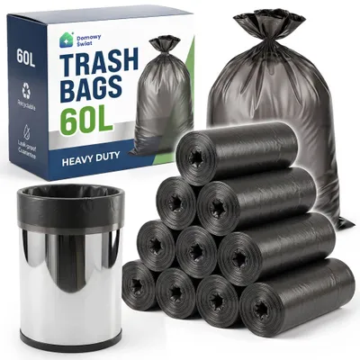Obrázok produktu pre Čierne Klasické Odpaľové Vrecie, Pevné, Odolné, Univerzálne, 60 L, 10 Rolí