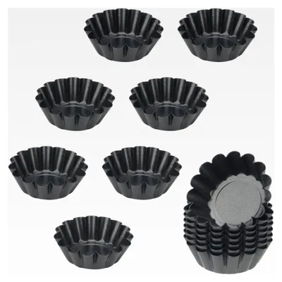 Produktbild von 14 Stück Kleine Tartelette Förmchen aus Kohlenstoffstahl, Antihaft Quicheform für Obsttarte, Pudding, Muffins, Cupcakes