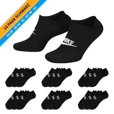 Produktbild von NIKE Socken - Farbe: 18 Paar Schwarz Sneaker Socken - Größe: 42-46