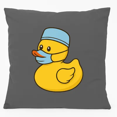 Produktbild von Huuraa Kissen Quietscheente Gesundheits- und Krankenpflege Comic Gummiente 40x40cm mit Füllung Steel Grey Baumwolle Dekokissen Geschenkidee