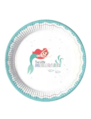 Produktbild von Arielle-Pappteller Partydeko 8 Stück weiss-türkis 23cm