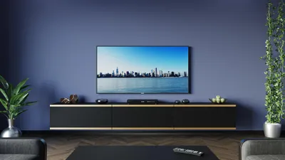 TV Lowboard Schwarz Matt, Goldene Zierleiste