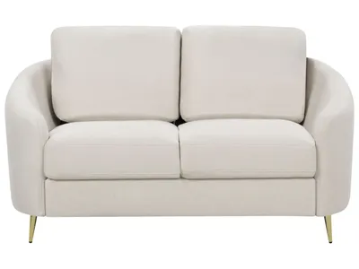 Zdjęcie produktu dla BELIANI Sofa 2-osobowa jasnobeżowa tapicerowana złote nóżki styl vintage retro salon