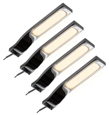 Produktbild von kalb | LED Aufbauleuchte 3W 3000K/ 4000K Schrankleuchte Set inkl. Netzteil 4er Set warmweiß verchromt