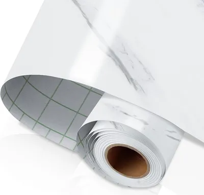 Produktbild von Faziango Selbstklebende PVC Tapetenfolie 2er Set 500×61 cm, weiße Marmoroptik, wasserfest, Möbelfolie für Küche