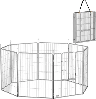 Imagen del producto de Jaula para cachorros, modelo 8 piezas, con 8 paneles de malla de 100 cm de altura