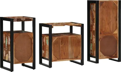 Image de Maison Exclusive - Ensemble de meubles de salle de bain, 3 pièces, multicolore et noir