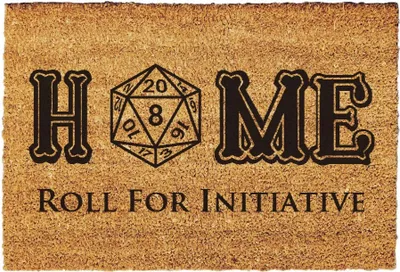 Produktbild von Dungeons DD2 Fußmatte – Roll For Initiative – Lustige Türmatte für Haustür – Willkommen Doormat – Geschenk für Rollenspieler & Fantasy-Fans – DnD Deko