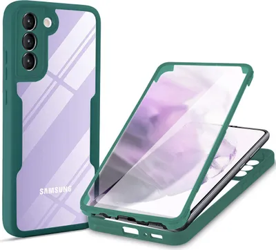 Obrázek produktu pro Samsung Galaxy S22 5G Ochranné pouzdro, vestavěný chránič displeje 360° plná ochrana pouzdra na mobilní telefon pro Samsung S22 5G Green
