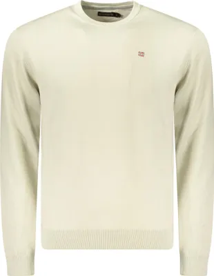 Immagine prodotto di Intramontabile maglione da uomo beige - collo rotondo, ricamo, vestibilità perfetta